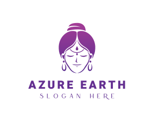 Indian Woman Meditation logo design