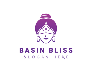 Indian Woman Meditation logo design