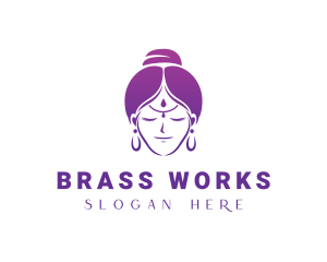 Indian Woman Meditation logo design