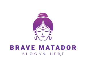 Indian Woman Meditation logo design