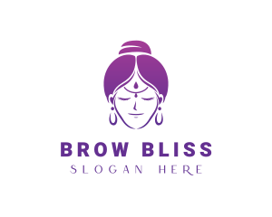 Indian Woman Meditation logo design