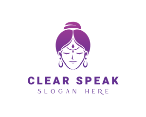 Indian Woman Meditation logo design