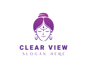 Indian Woman Meditation logo design