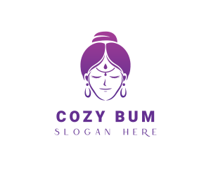 Indian Woman Meditation logo design