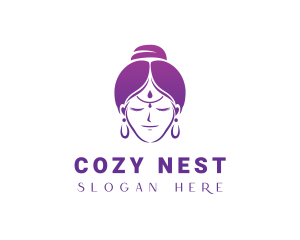 Indian Woman Meditation logo design