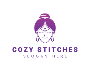 Indian Woman Meditation logo design