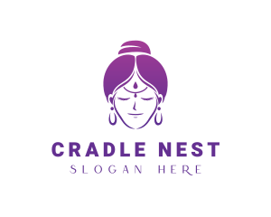 Indian Woman Meditation logo design