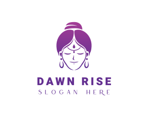 Indian Woman Meditation logo design