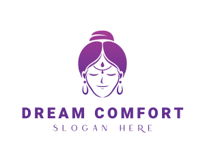 Indian Woman Meditation logo design