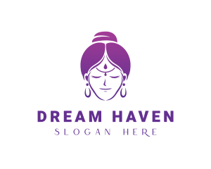 Indian Woman Meditation logo design