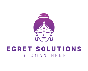 Indian Woman Meditation logo design