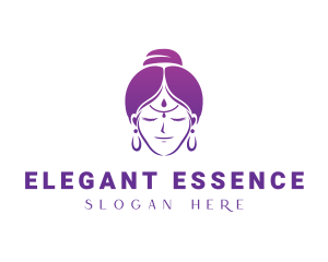 Indian Woman Meditation logo design