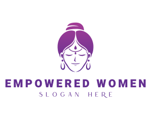 Indian Woman Meditation logo design