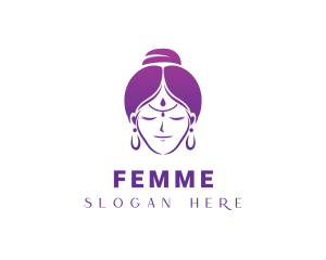 Indian Woman Meditation logo design