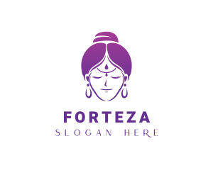 Indian Woman Meditation logo design