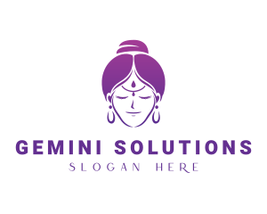 Indian Woman Meditation logo design