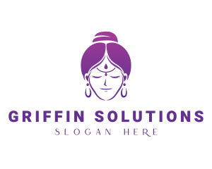 Indian Woman Meditation logo design