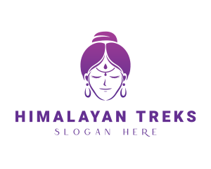 Indian Woman Meditation logo design