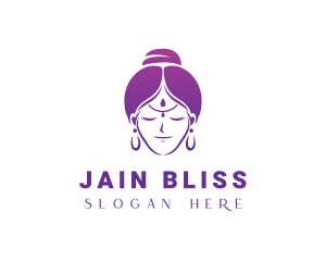 Jainism - Indian Woman Meditation logo design