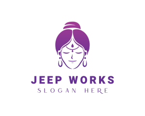 Indian Woman Meditation logo design