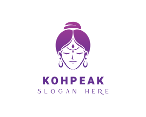 Indian Woman Meditation logo design