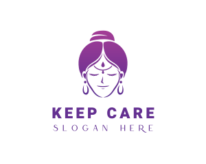 Indian Woman Meditation logo design