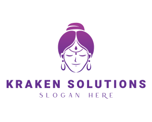 Indian Woman Meditation logo design