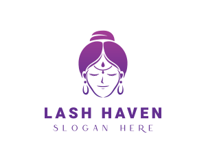 Indian Woman Meditation logo design