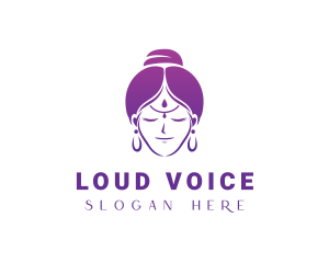 Indian Woman Meditation logo design