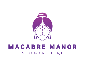 Indian Woman Meditation logo design