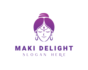 Indian Woman Meditation logo design