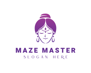 Indian Woman Meditation logo design