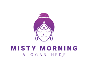 Indian Woman Meditation logo design