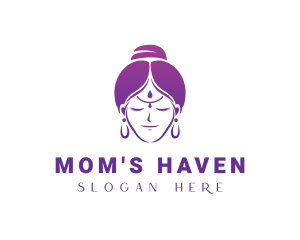 Indian Woman Meditation logo design