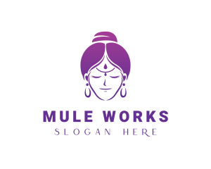 Indian Woman Meditation logo design