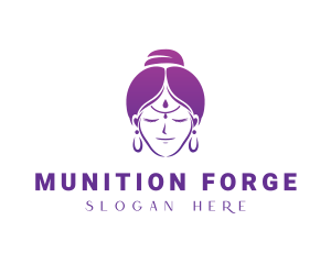 Indian Woman Meditation logo design