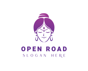 Indian Woman Meditation logo design