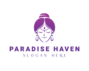 Indian Woman Meditation logo design