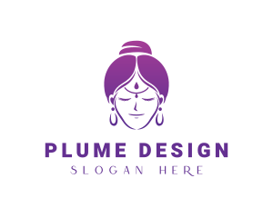 Indian Woman Meditation logo design