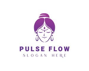 Indian Woman Meditation logo design