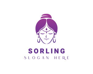 Indian Woman Meditation logo design