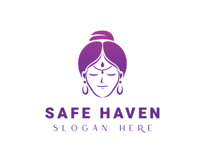 Indian Woman Meditation logo design