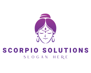 Indian Woman Meditation logo design