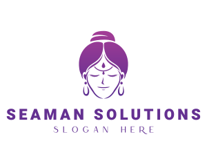 Indian Woman Meditation logo design