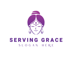 Indian Woman Meditation logo design