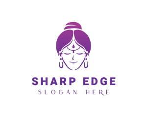 Indian Woman Meditation logo design