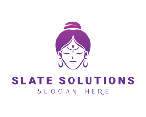 Indian Woman Meditation logo design