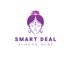 Indian Woman Meditation logo design