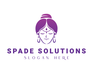 Indian Woman Meditation logo design