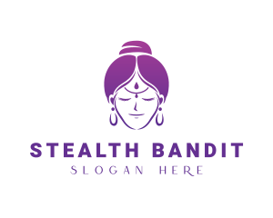 Indian Woman Meditation logo design